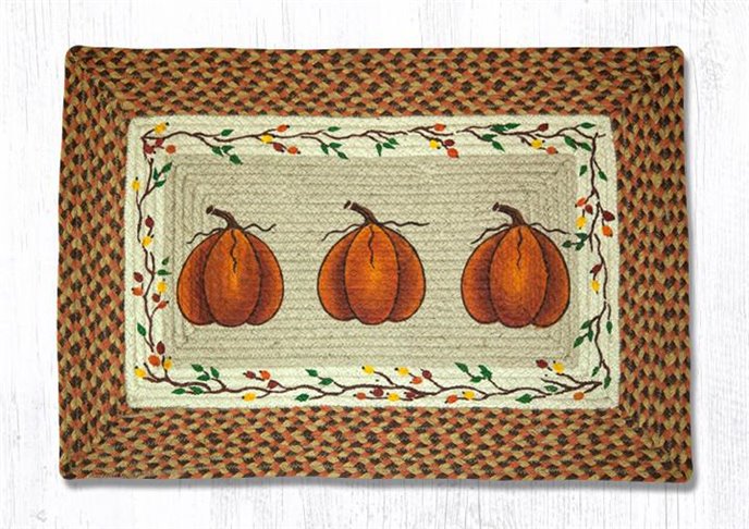 Harvest Pumpkin Rectangular Braided Rug 20"x30" Thumbnail