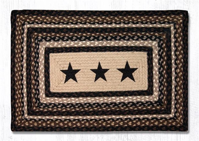 Black Stars Rectangular Braided Rug 20"x30" Thumbnail