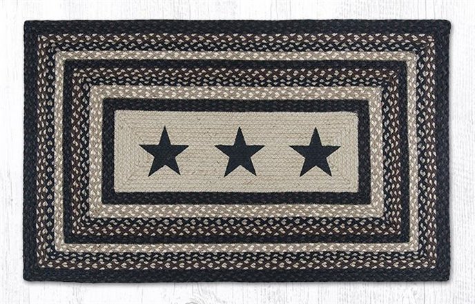 Black Stars Rectangular Braided Rug 27"x45" Thumbnail