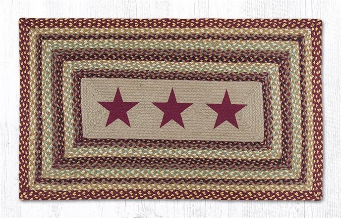 Burgundy Stars Rectangular Braided Rug 27"x45" Thumbnail