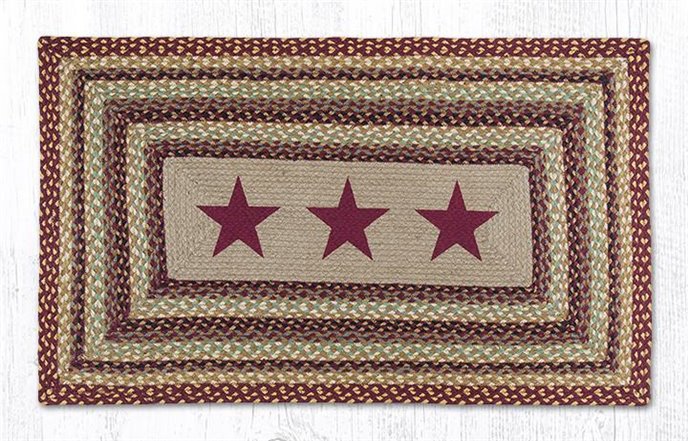 Burgundy Stars Rectangular Braided Rug 27"x45" Thumbnail