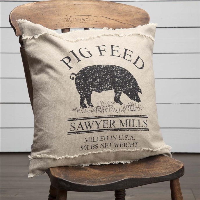 Sawyer Mill Charcoal Pig Pillow 18x18 Thumbnail