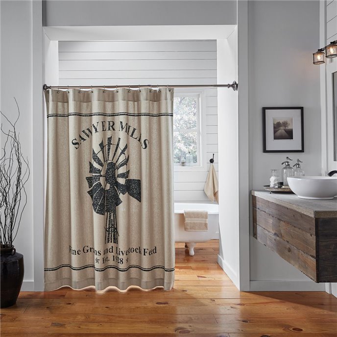 Sawyer Mill Charcoal Windmill Shower Curtain 72x72 Thumbnail