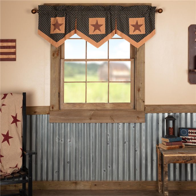 Patriotic Patch Star Block Valance Pleated 20x60 Thumbnail