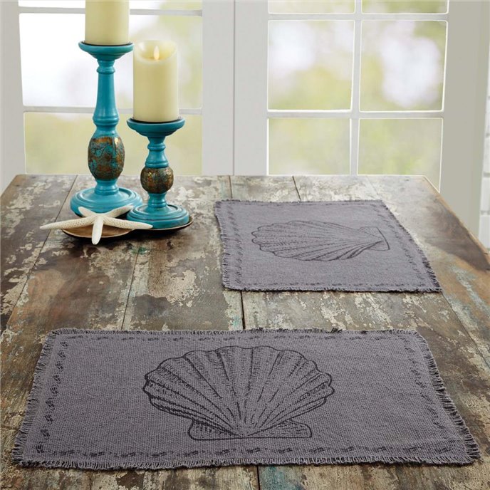 Sandy Grey Burlap Placemat Set of 6 12x18 Thumbnail