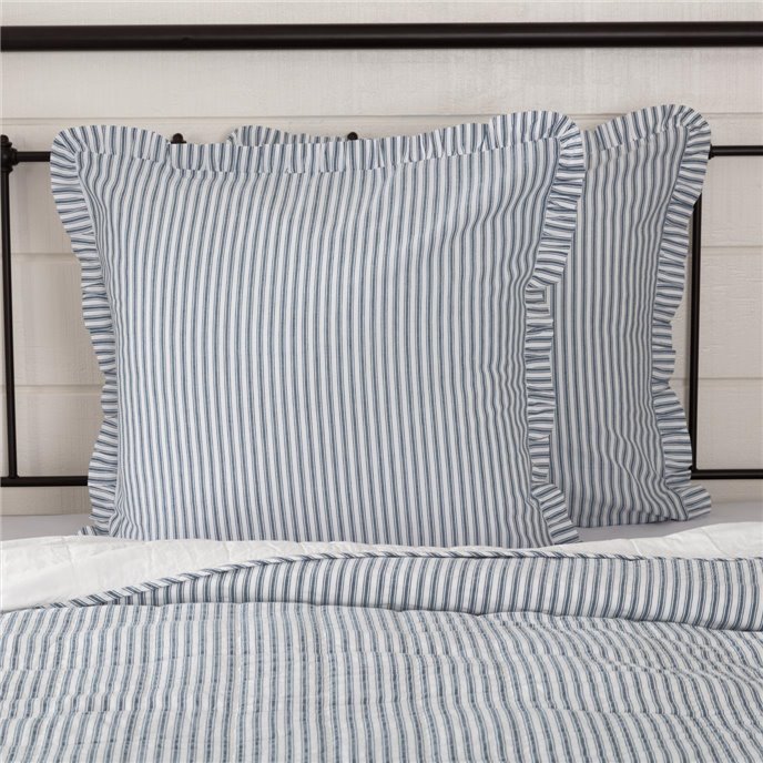 Sawyer Mill Blue Ticking Stripe Fabric Euro Sham 26x26 Thumbnail