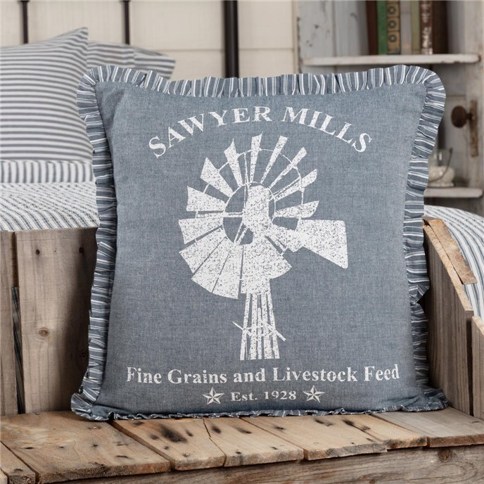 Sawyer Mill Blue Windmill Pillow 18x18 Thumbnail