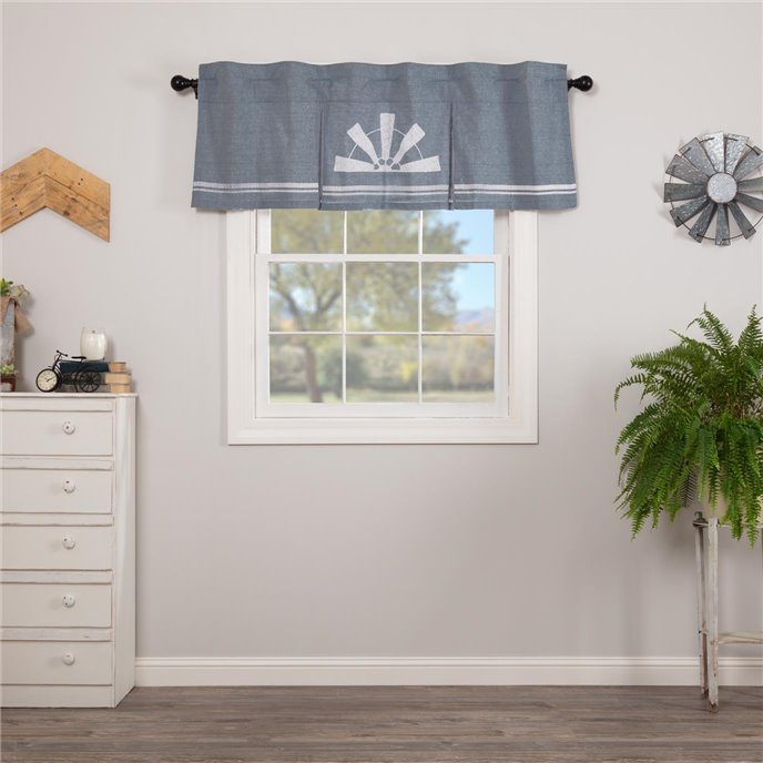 Sawyer Mill Blue Windmill Valance Pleated 20x60 Thumbnail