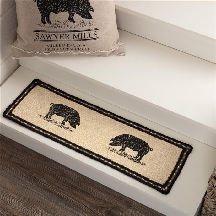 Sawyer Mill Charcoal Pig Jute Stair Tread Rect Latex 8.5x27 Thumbnail