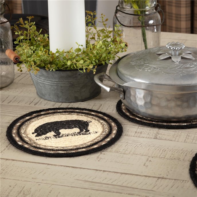 Sawyer Mill Charcoal Pig Jute Trivet 8 Thumbnail