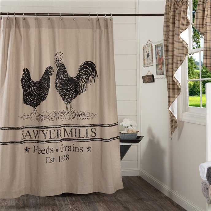 Sawyer Mill Charcoal Poultry Shower Curtain 72x72 Thumbnail