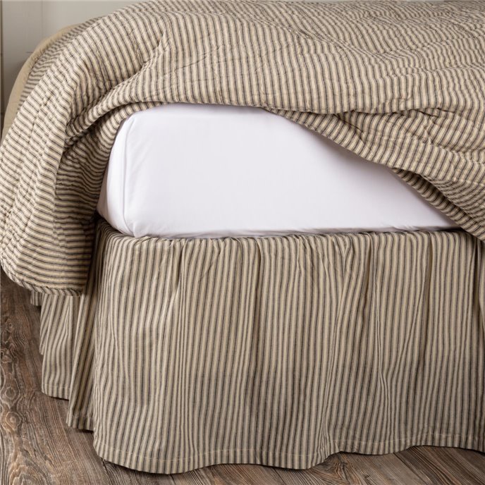 Sawyer Mill Charcoal Ticking Stripe Twin Bed Skirt 39x76x16 Thumbnail
