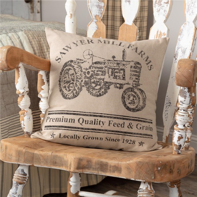 Sawyer Mill Charcoal Tractor Pillow 18x18 Thumbnail