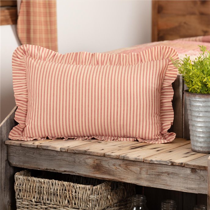 Sawyer Mill Red Ticking Stripe Fabric Pillow 14x22 Thumbnail