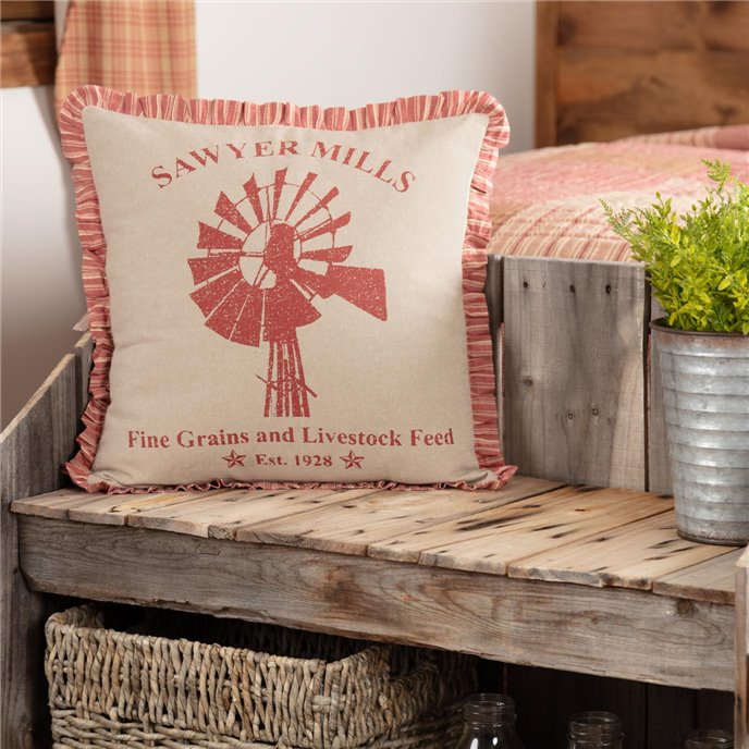 Sawyer Mill Red Windmill Pillow 18x18 Thumbnail