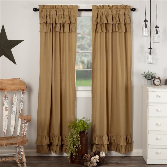 Simple Life Flax Khaki Ruffled Panel Set of 2 84x40 Thumbnail