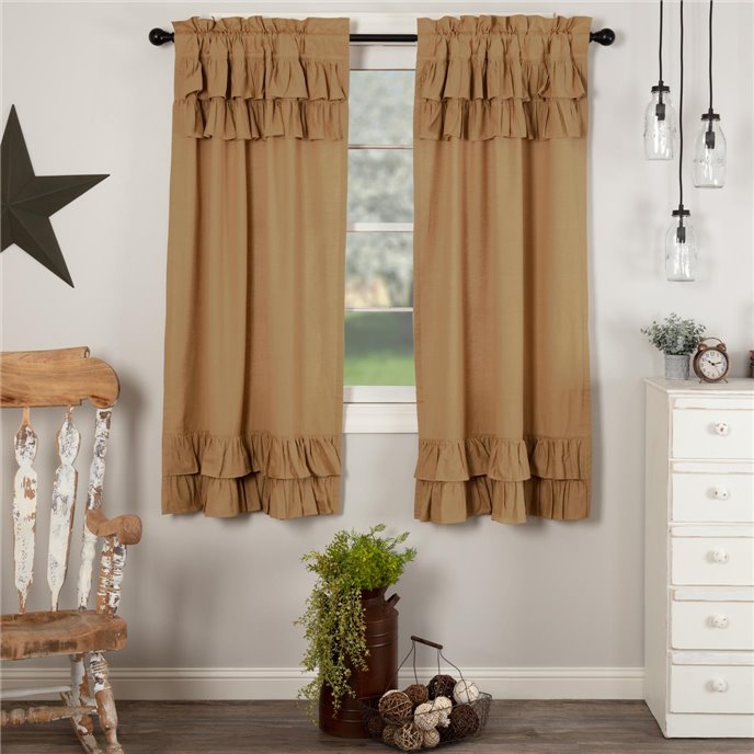 Simple Life Flax Khaki Ruffled Short Panel Set of 2 63x36 Thumbnail