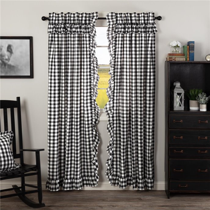 Annie Buffalo Black Check Ruffled Panel Set of 2 84x40 Thumbnail