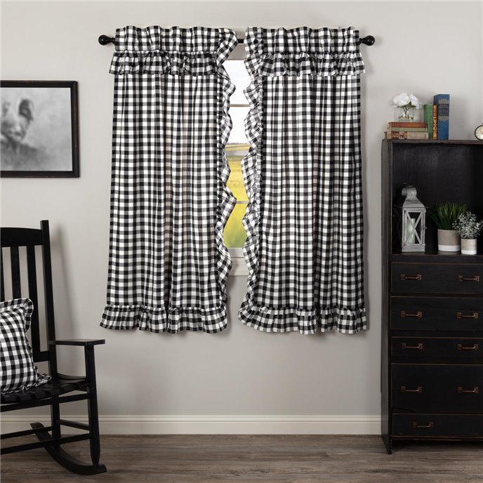 Annie Buffalo Black Check Ruffled Short Panel Set of 2 63x36 Thumbnail