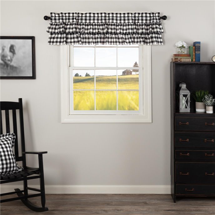 Annie Buffalo Black Check Ruffled Valance 16x60 Thumbnail