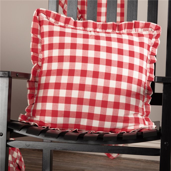 Annie Buffalo Red Check Ruffled Fabric Pillow 18x18 Thumbnail