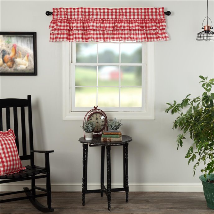 Annie Buffalo Red Check Ruffled Valance 16x60 Thumbnail