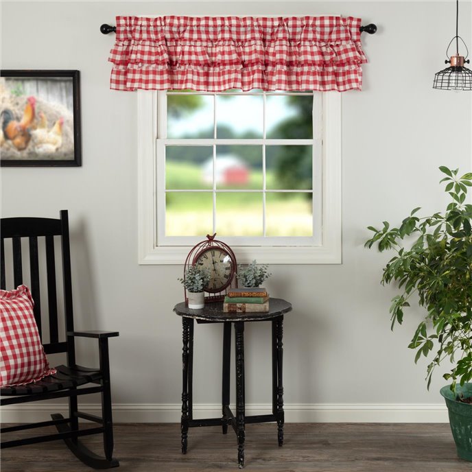 Annie Buffalo Red Check Ruffled Valance 16x72 Thumbnail