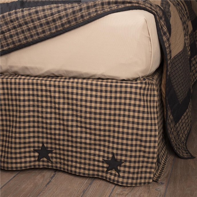 Black Check Star King Bed Skirt 78x80x16 Thumbnail