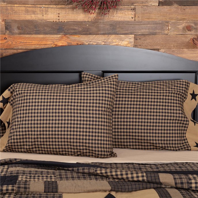 Black Check Star Standard Pillow Case Set of 2 21x30 Thumbnail