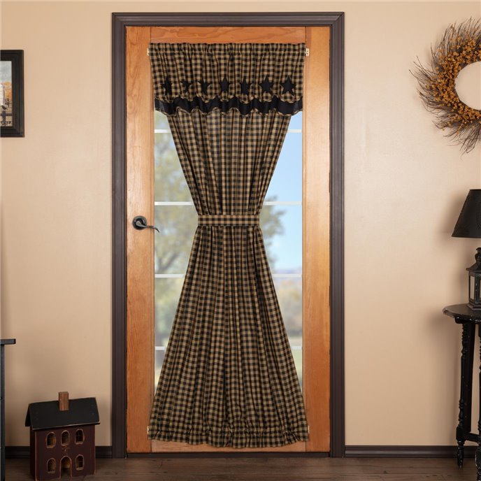 Black Star Door Panel with Attached Scalloped Layered Valance 72x40 Thumbnail