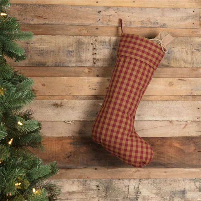 Burgundy Check Stocking 12x20 Thumbnail