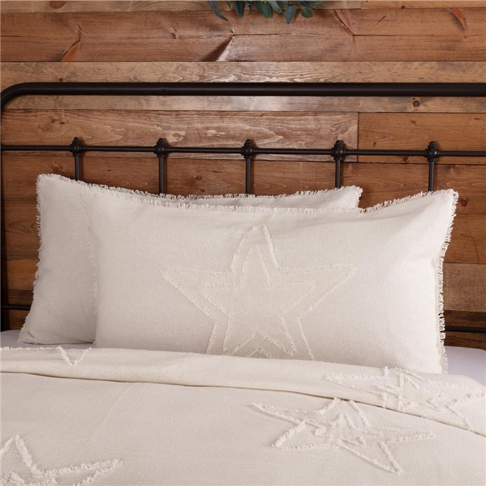 Burlap Antique White Star King Sham 21x37 Thumbnail