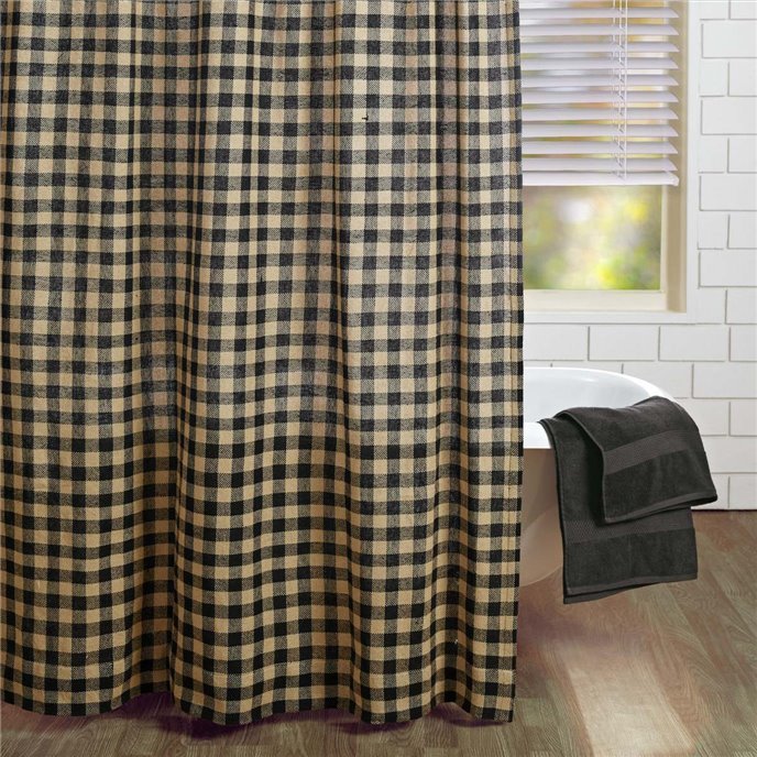 Burlap Black Check Shower Curtain 72x72 Thumbnail