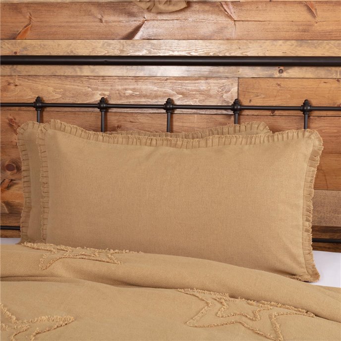 Burlap Natural King Sham w/ Fringed Ruffle 21x37 Thumbnail