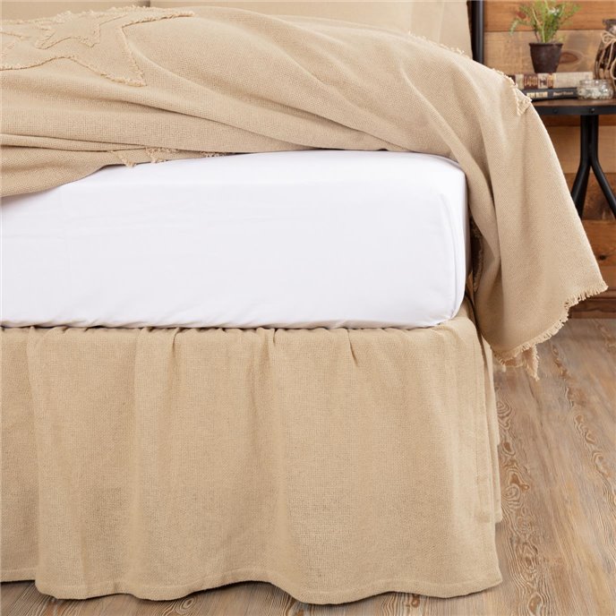 Burlap Vintage Ruffled King Bed Skirt 78x80x16 Thumbnail