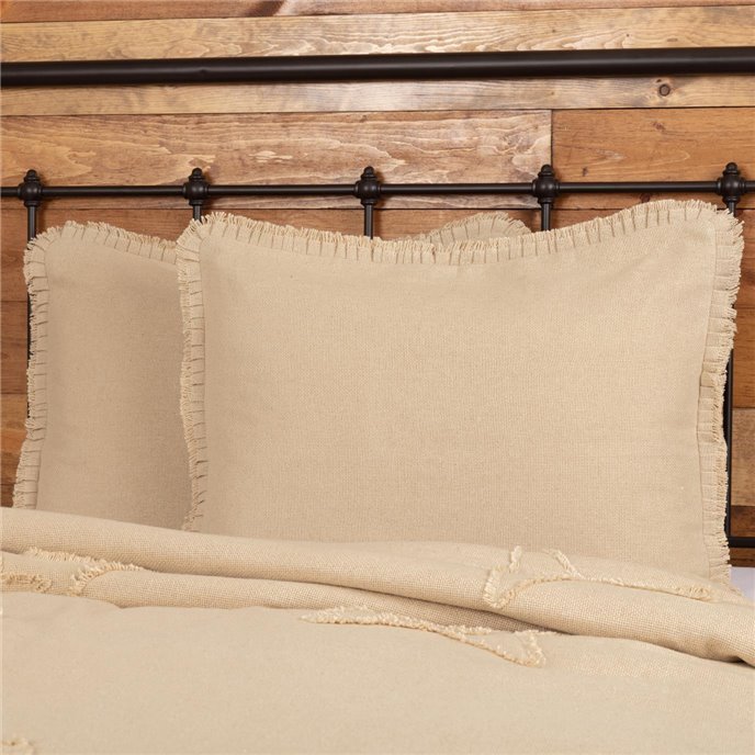 Burlap Vintage Standard Sham w/ Fringed Ruffle 21x27 Thumbnail