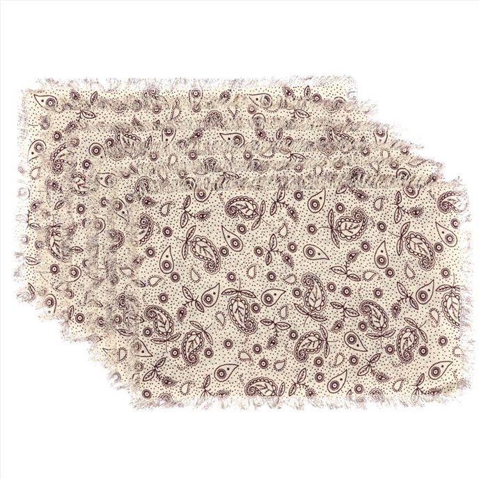 Calistoga Placemat Printed Tobaco Cloth Fringed Set 6-12x18 Thumbnail