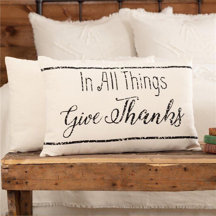 Casement Natural In All Things Give Thanks Pillow 14x22 Thumbnail