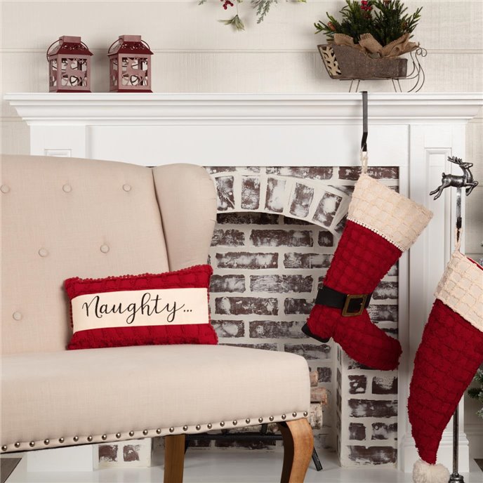 Kringle Chenille Naughty and Nice Pillow 7x13 Thumbnail