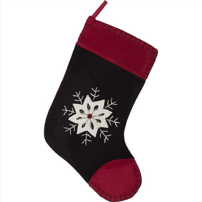 Christmas Snowflake Stocking Felt Embroidered 11x15 Thumbnail