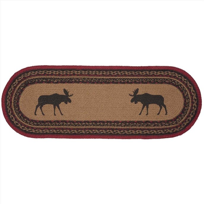 Cumberland Stenciled Moose Jute Runner Oval 13x36 Thumbnail