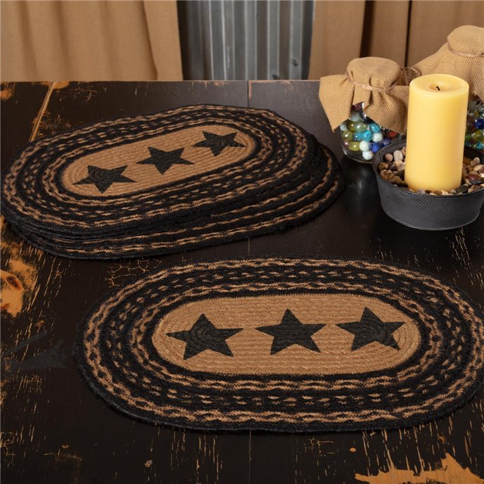 Farmhouse Jute Placemat Stencil Stars Set of 6 12x18 Thumbnail