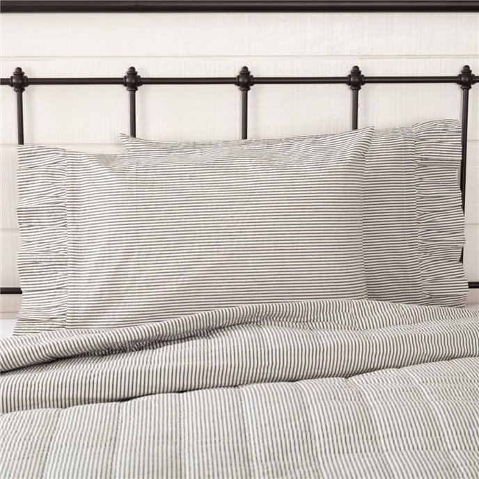 Hatteras Seersucker Blue Ticking Stripe Standard Pillow Case Set of 2 21x30 Thumbnail