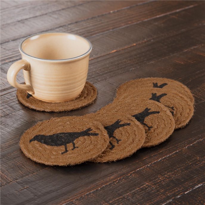 Heritage Farms Crow Jute Coaster Set of 6 Thumbnail