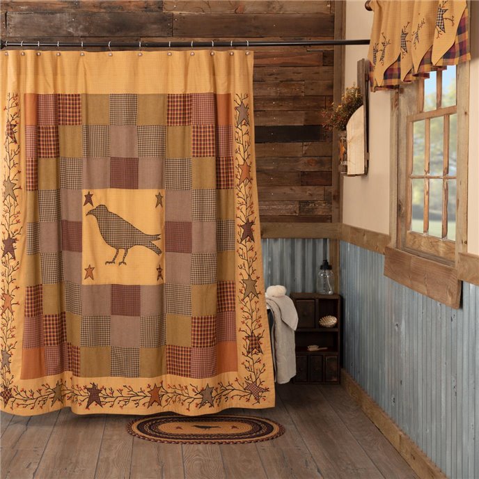 Heritage Farms Applique Crow and Star Shower Curtain 72x72 Thumbnail