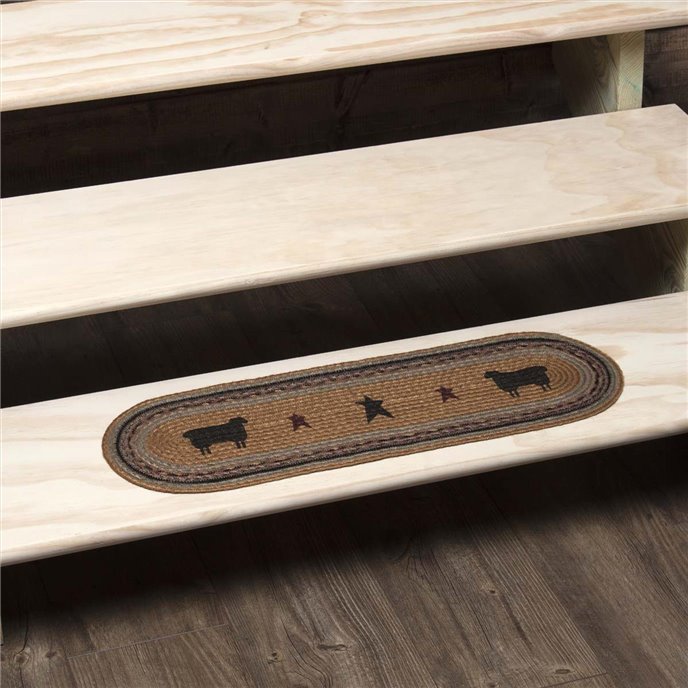 Heritage Farms Sheep Jute Stair Tread Oval Latex 8.5x27 Thumbnail