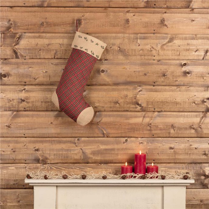 Jute Burlap Poinsettia Stocking 12x20 Thumbnail