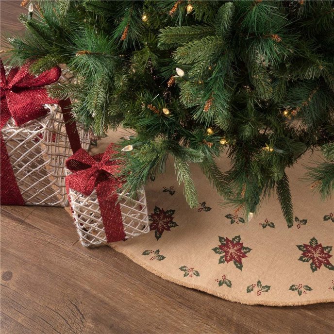 Jute Burlap Poinsettia Tree Skirt 48 Thumbnail