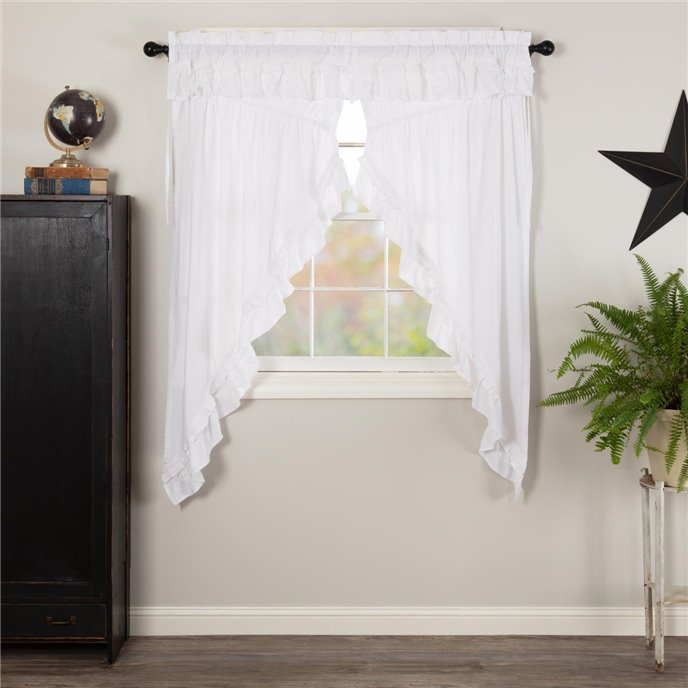 Muslin Ruffled Bleached White Prairie Short Panel Set of 2 63x36x18 Thumbnail