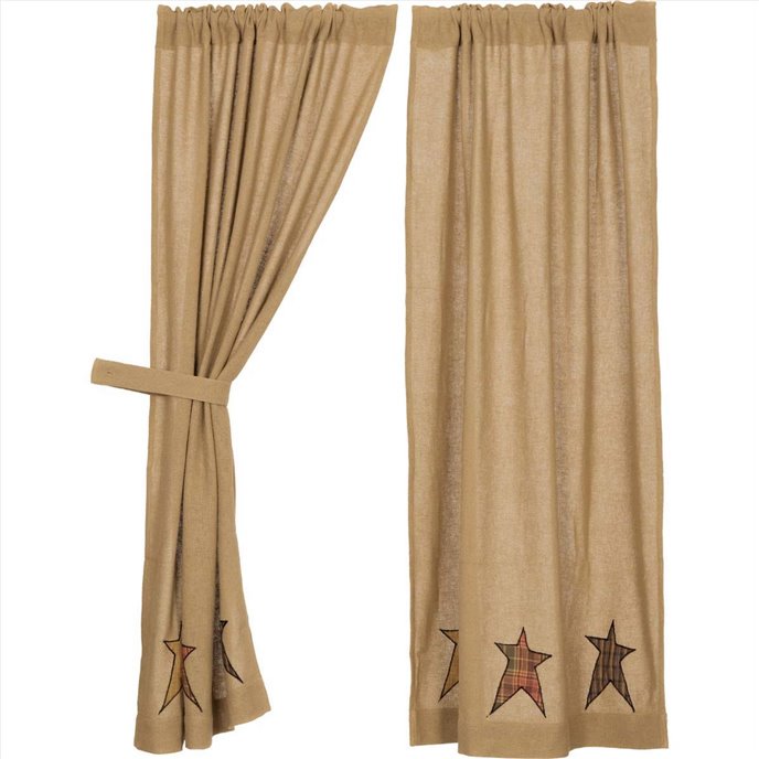 Stratton Burlap Applique Star Short Panel Set of 2 63x36 Thumbnail